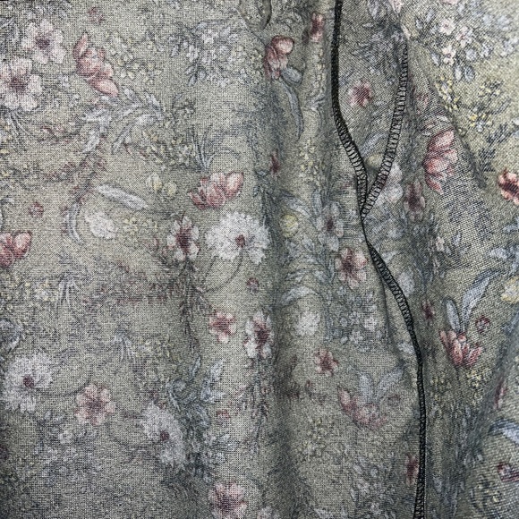 Green Mixed Print Maxi Cuff w/ Thumbholes Duster Cardigan - Picture 7 of 11